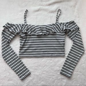 Forever 21 off shoulder long sleeve crop top